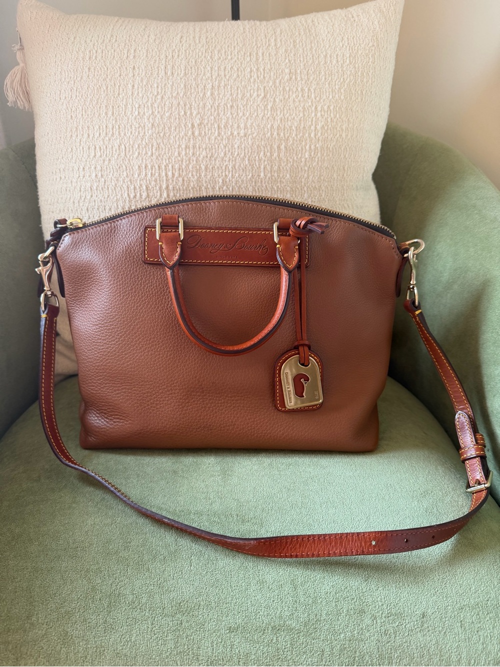 Dooney & Bourke Brown Pebble Leather Satchel